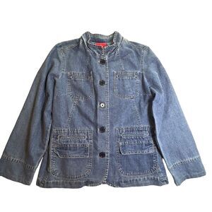 Gloria Vanderbilt‎ Jean Jacket Womens Large Blue Denim Button Front Pockets